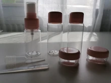 Mini botes de plástico para cosméticos, mini botellas de plástico para uso de crema cosmética para rostro, juego de 7 unidades, envases vacíos de plástico transparentes, kit de viaje