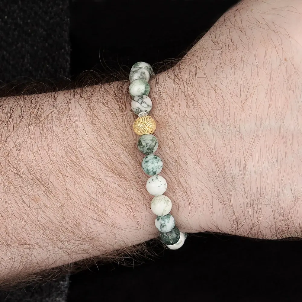 

Men's tree agate stone natural stone bracelet Made in Turkey stylish look custom design