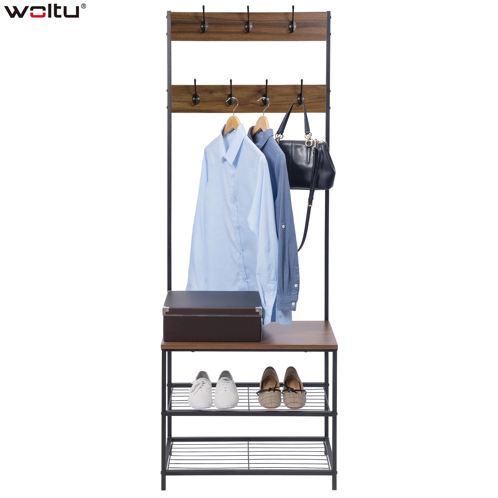 Heavy Duty Shoe Rack with Coat Tree and Seat, Bamboo Entryway Bench with  Shoe Storage for Hallway, Free Standing - AliExpress