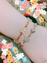 MINHIN-pulsera de cadena ornamental con flores pequeñas para niña, accesorio de banquete encantador, joyería elegante para mujer
