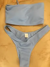 Bikini sin tirantes de cintura alta para mujer, bañador Sexy, traje de baño acolchado, de Color puro monokini, novedad de 2021