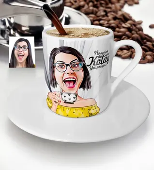 

Personalized Lady Cartoon Turkish coffee Cup-6