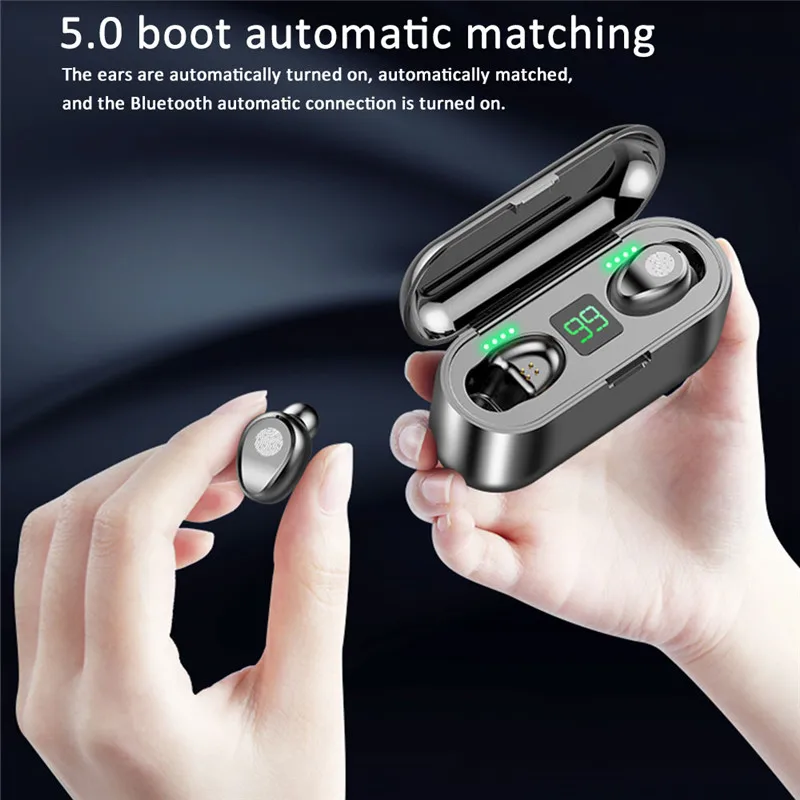 F9 TWS Smart Touch Wireless Earphones Bluetooth Earphone 5.0 Wireless Earbuds 8D Stereo Headset With 2000 MAh Charging Box