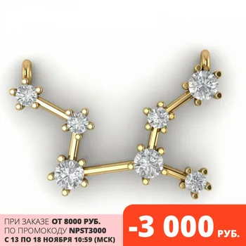 

Gold necklace 585 tests with stones: fianit, female necklace, neck pendant, female, constellation.