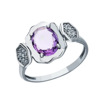 

Silver ring with amethyst and cubic zirconia sunlight sample 925