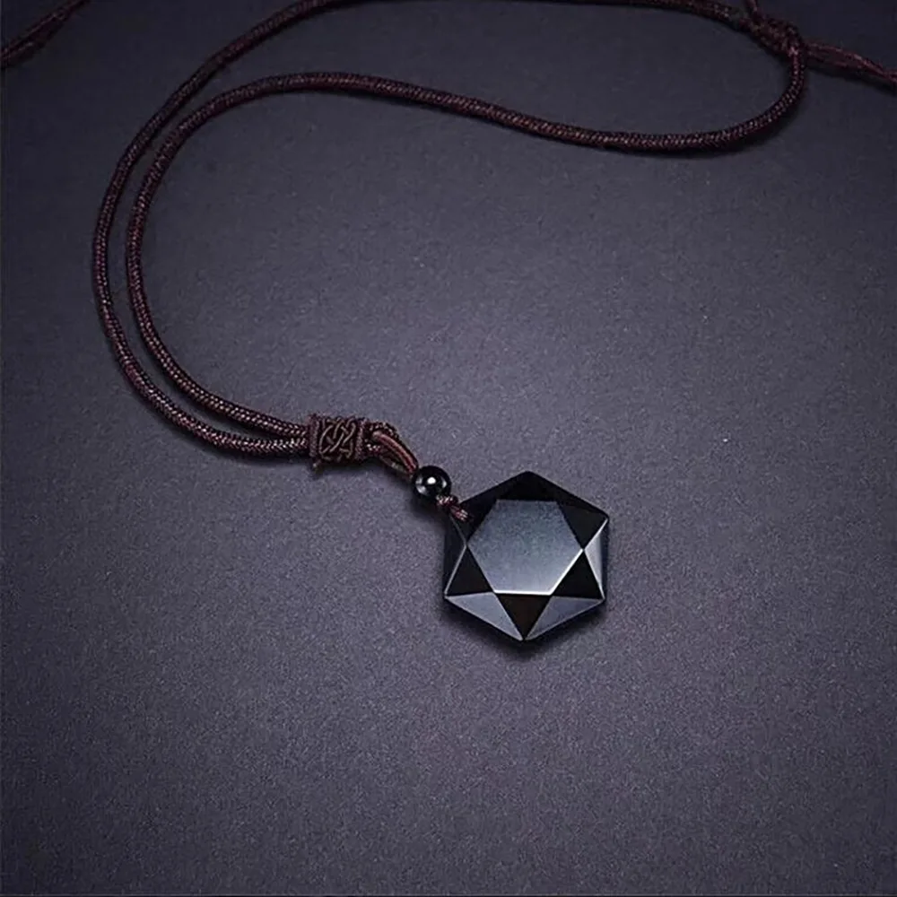 Черный обсидиан шестиконечная звезда Подвеска Ожерелье 3,0*2,5 cm-1