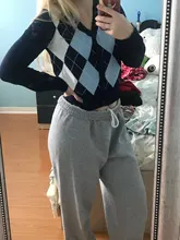 Suéter Vintage de manga larga con cuello en V para mujer, cárdigan corto de punto para otoño e invierno, estilo inglés, 2020
