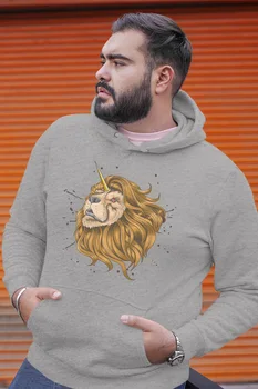 

Angemiel Wear Unicorn Lion Gray Men 'S Hooded Sweatshirt