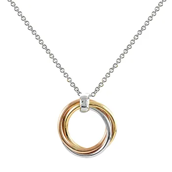 

Yellow Gold necklace, White and Pink 18k model Circles (1 diamond 1,30mm. 0,01 cts.) Pendant: 21mm.