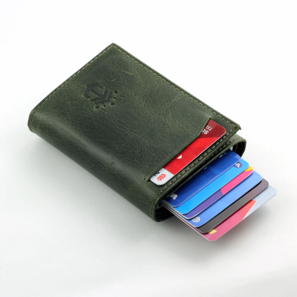 Smart Wallet Business Card Holder Real Cow Leather Handmade Smart Automatic Card Holder Men Gift