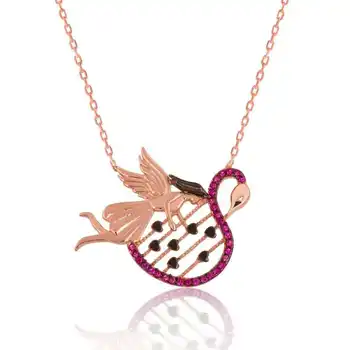 

KUTAYDAN 925 Sterling Silver Swans As Love Women necklace
