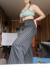 Leg-Pants Plaid Trousers Black Wide High-Waist Plus-Size Summer Women for Female Classic