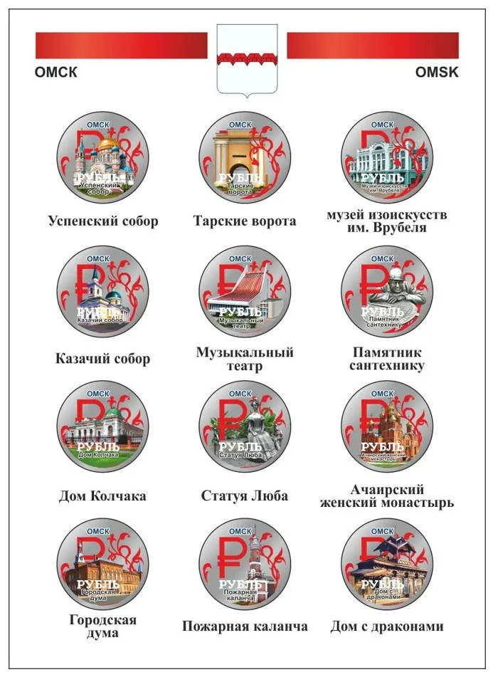 Рисунок 3 - Набор монет 1 рубль 2014 года Омск