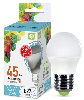 

LED lamp LED BALL Standard 5 W V E27 4000 K 450lm ASD