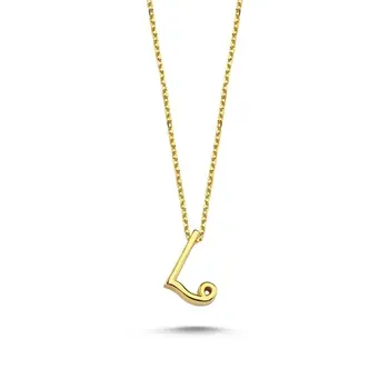 

Angemiel 925 Silver-L-Letter Ghost Pendant-Gold Plated