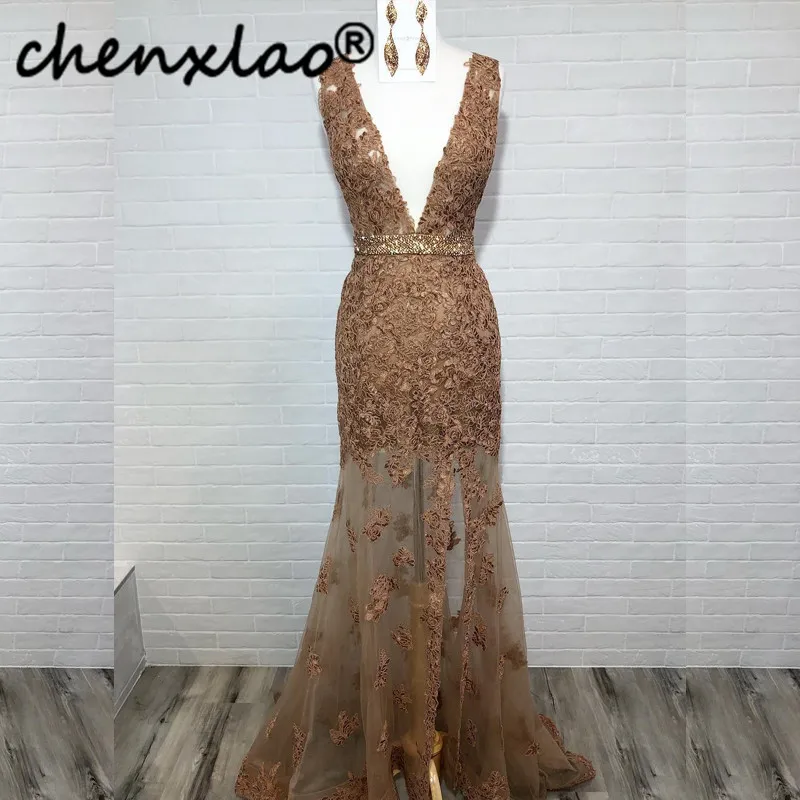 Vestido Mermaid Avondjurk 2019 V-hals Mouwloos See Through Rok Lange Avondjurken Formele Gowns robe de soiree Vestido Mermaid Avondjurk 2019 V-hals Mouwloos See Through Rok Lange Avondjurken Formele Gowns robe de soiree