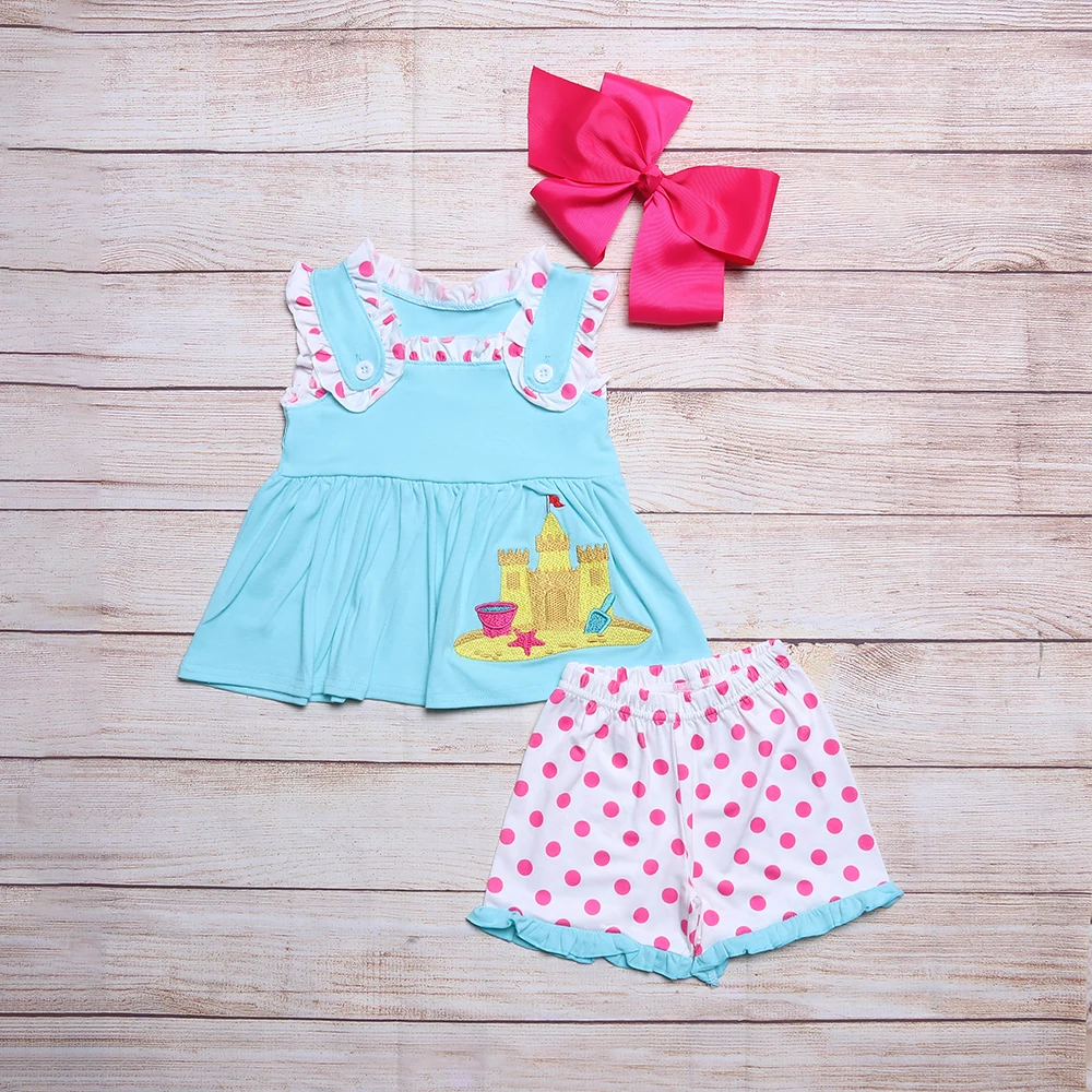 2 шт. детский хлопковый комплект одежды без рукавов с вышивкой |