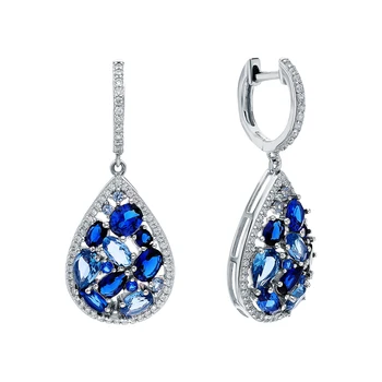 

Silver earrings with cubic zirconia and spinels synthetic sunlight sample 925