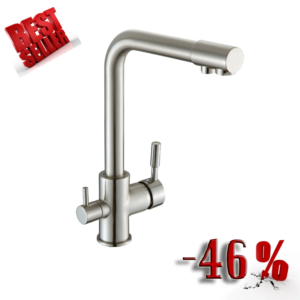 Kitchen sink faucet with filter kitchen two aerators stainless steel for drinking and normal water double-lever buy high spout brass cheap plumbing