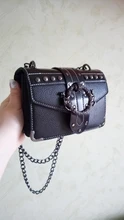 Moda mujer bolso cuadrado nueva calidad de la PU de cuero de las mujeres del diseñador remache del bolso cerradura cadena bolsas de mensajero de hombro