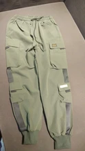 Pantalones Cargo de harén con bolsillos laterales para hombre, pantalón negro de Hip-Hop, informal, a la moda, ropa de calle, 2020 cintas