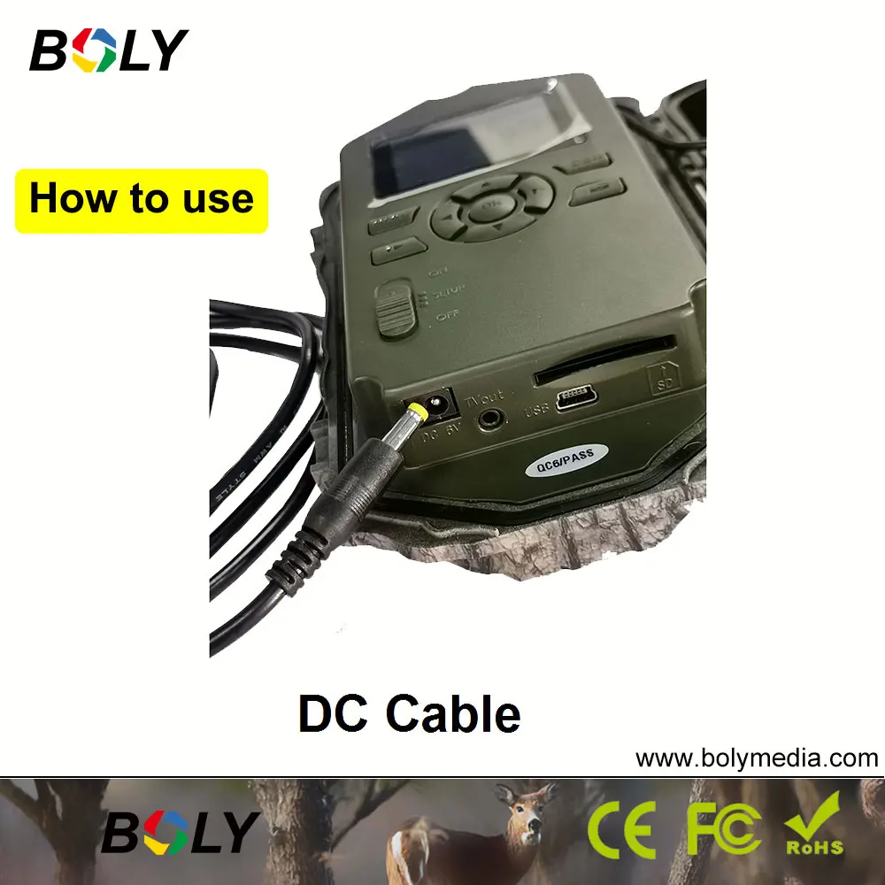 BolyGuard DC cable Hunting Cameras Accessories Waterproof Power Cable for MG984G MG983G BG962 BG960K/I SG2060 SG562 Trail Camera