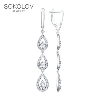 

SOKOLOV Silver drop earrings with stones with cubic zirconia fashion jewelry silver 925 women's male, long earrings