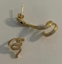 Artilady-Conjunto de 2 uds. De pendientes de clip para mujer, color dorado, accesorios de piedra de serpiente, pendiente con abalorio