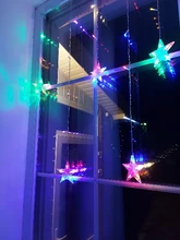 Lights Curtain-String Moon-Lamp Window-Decor Christmas Garland Fairy Icicle-Star LED