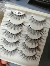 5 par/caja pestañas 3D fibra Artificial mucho pestañas duraderas las mujeres extensión y volumen de pestañas falsas