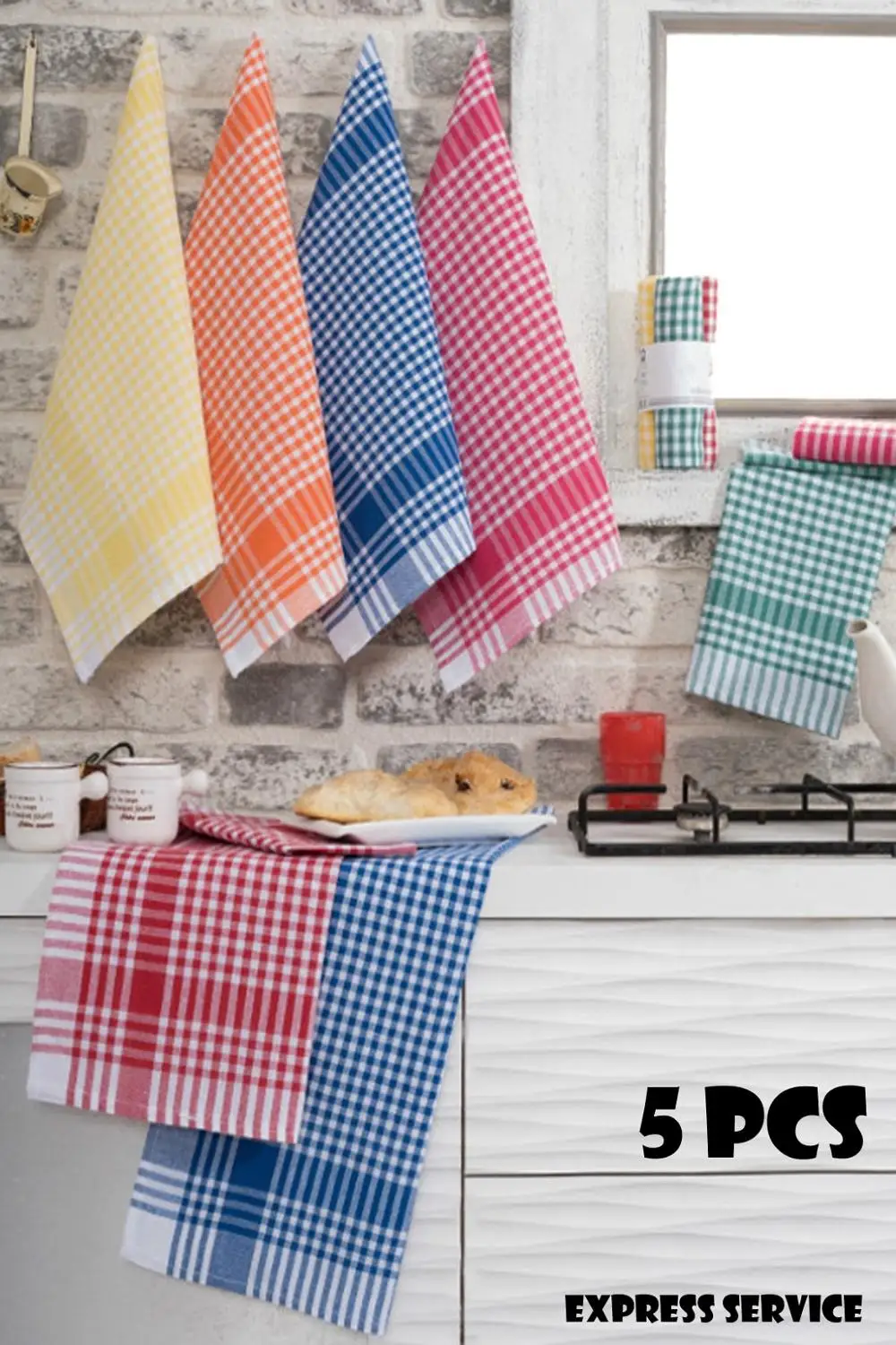 

5pcs Table Cotton Dinner Napkins Runner Soft Kitchen Cloth Absorbent Dish Cleaning Towel Wedding Tea Cocktail Party Home Decorat