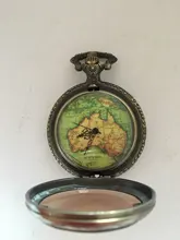 Reloj de bolsillo de cuarzo con mapa americano Vintage para hombre, cadena colgante, collar de bolso, regalo, CF1059, novedad