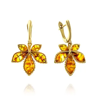 

Earrings made of silver with Amber cognac