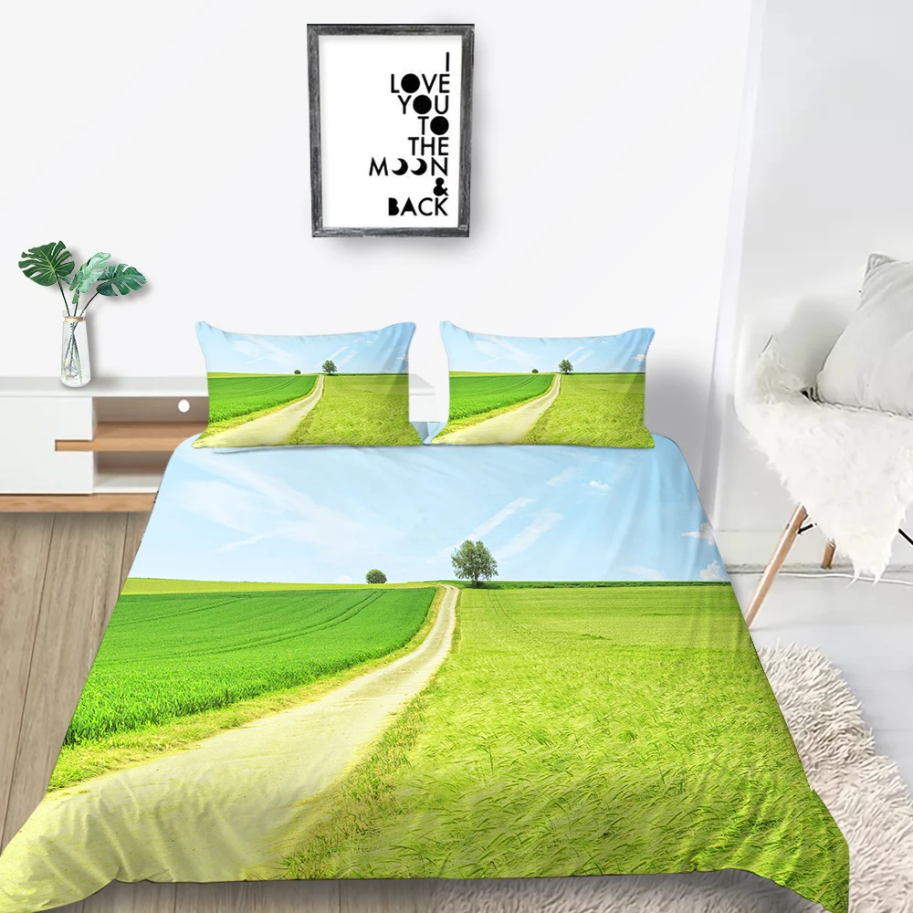 Country Road Bedding Set 3D Fashionable Fresh Tree Duvet Cover Nature King Queen Twin Full Single Double Unique Design Bed | Дом и сад