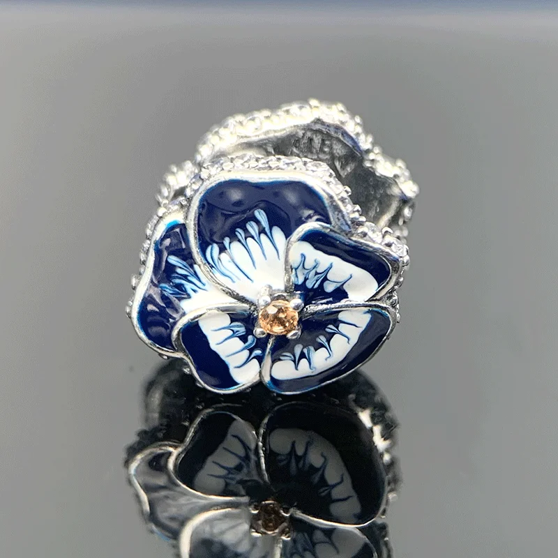 2022 Brand New 925 Sterling Silver Assorted Spring Pansy Butterfly Charm for Original Pandora Bracelet Women Jewelry DIY chanel earrings