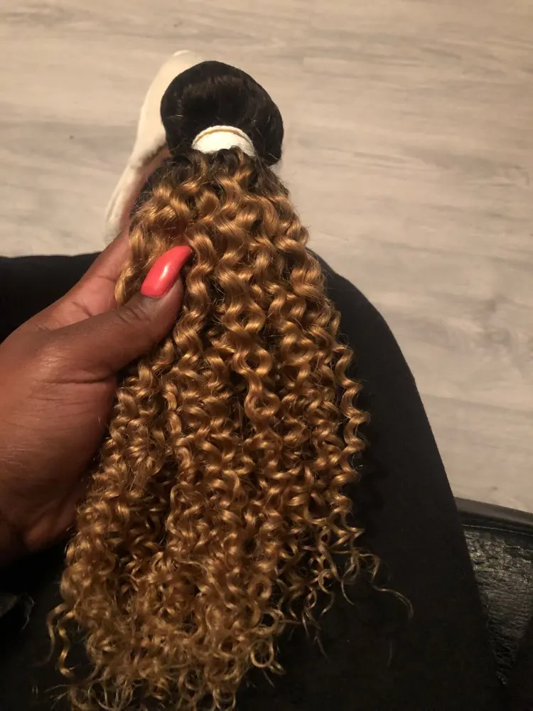 Ombre Kinky Curly Human Hair Bundles photo review