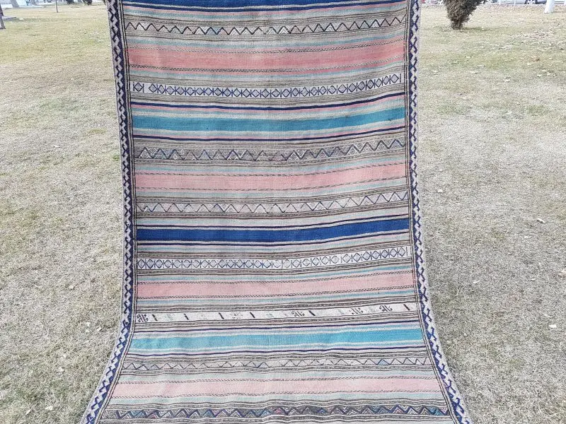 Винтажный английский Boho ковер 4'6''X9'3''/138x283 см