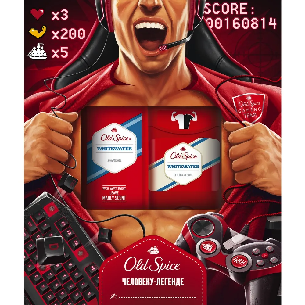 Подарочный набор: Old Spice Whitewater(Твёрдый дезодорант 50 мл+ Гель для душа 250 мл