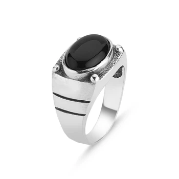 

Silver 925 Sterling Oval Onyx Stone Oxidized Men Ring