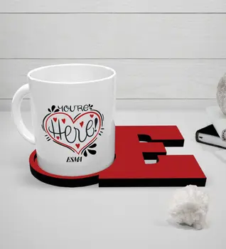 

Personalized Custom Sweetheart Themed White Mug and Letter Cup Coaster Set-83