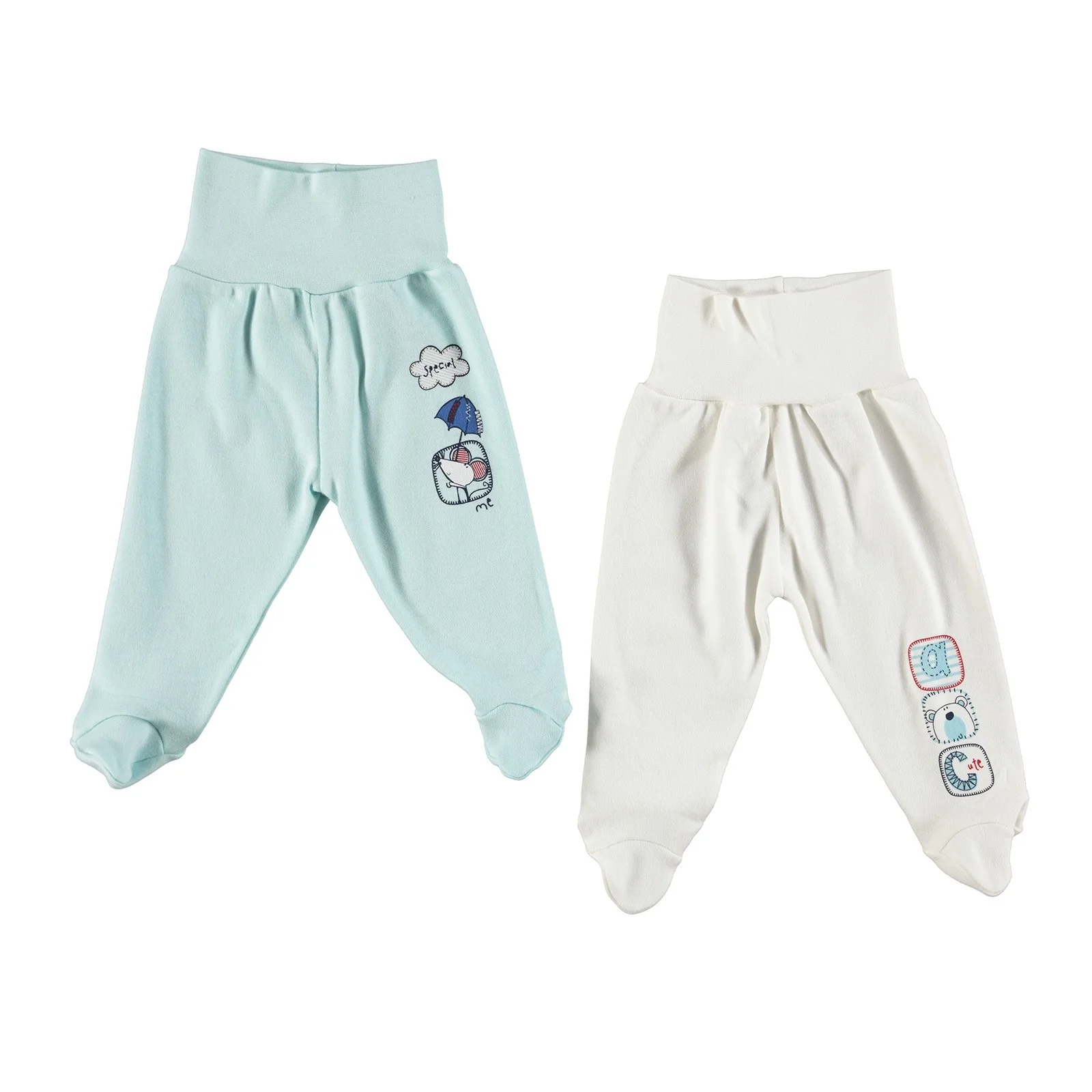 

ebebek HelloBaby Baby Wide Foldable Casual Waist Footed Pants 2 Pack