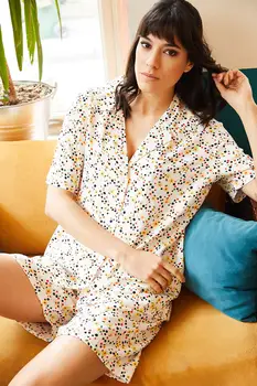

Ola Women Multi Color Polka Dot Shorts Viscose Pajamas set TKM-19000057