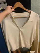 Knitted Cardigan Autumn Womens Coat New Base-Shirt Polos-Neck Inside