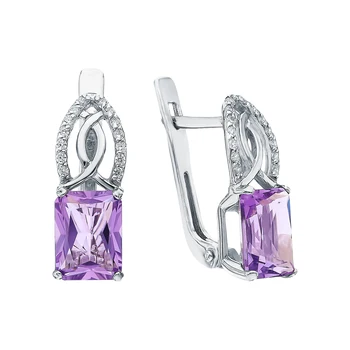 

Silver earrings with amethyst and cubic zirconia sunlight sample 925 test