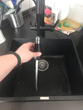 Quyanre-grúa filtrada para cocina, grifo con filtro de agua de rotación 360, mezclador de fregadero de tres vías, color negro mate