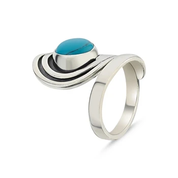 

Silver 925 Sterling Turquoise Hand Job Adjustable Tall Ring