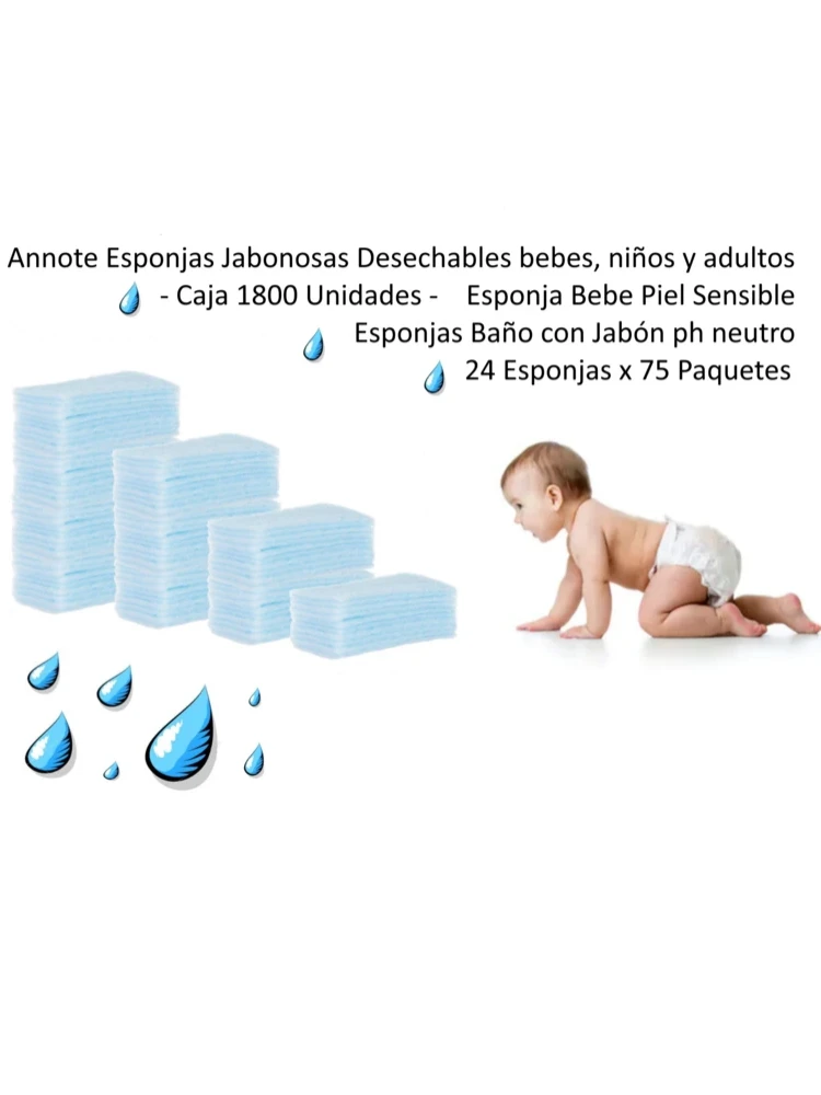 120 ESPONJAS Jabonosas Desechables bebes, niños y adultos - 120