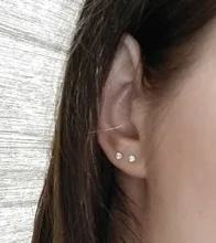 Pendientes de plata de ley 925 con Circonia cúbica para mujer, pequeños y redondos, aretes de oro, Piercing de compromiso para boda, regalo de joyería