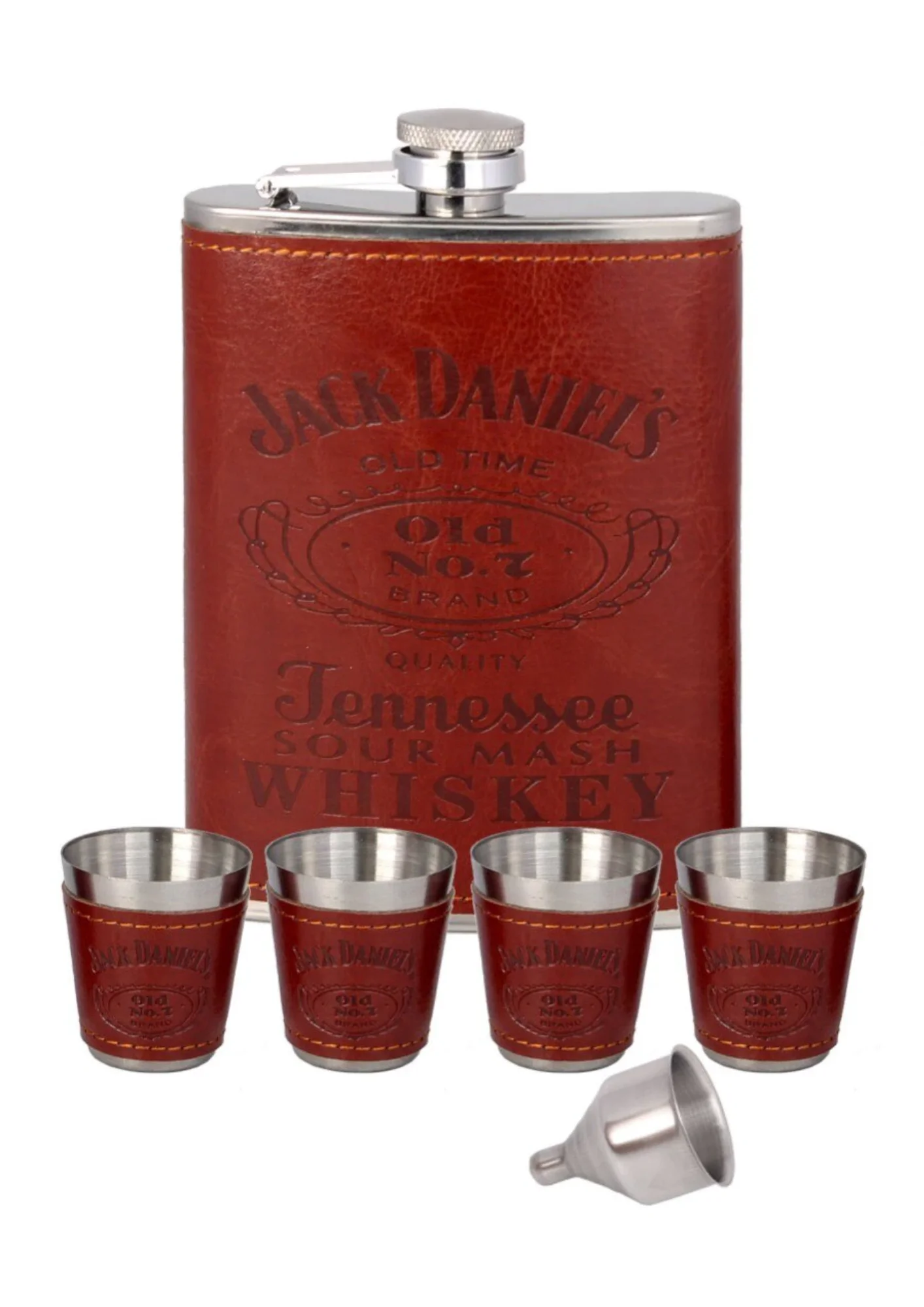 Подарочный набор Нержавеющая фляжка c рюмками Jack Daniels арт U-26 0 22 литра |