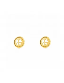 

Gold Girl earrings Round openwork Butterfly matte and shimmer